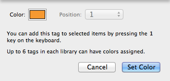 Assigning a tag color.