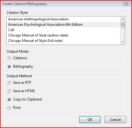 Create Bibliography from Items