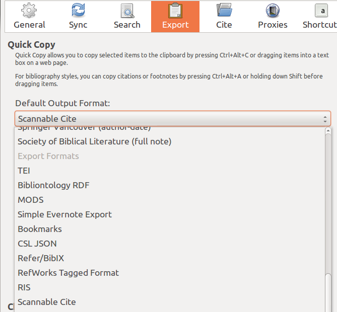 Set Scannable Cite as default output