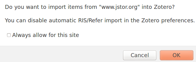 Always import RIS/Refer data from a site to Zotero